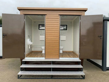 Doppelter Sanitärcontainer mit Abwassertank – WC-Container mit integriertem Fäkalientank
