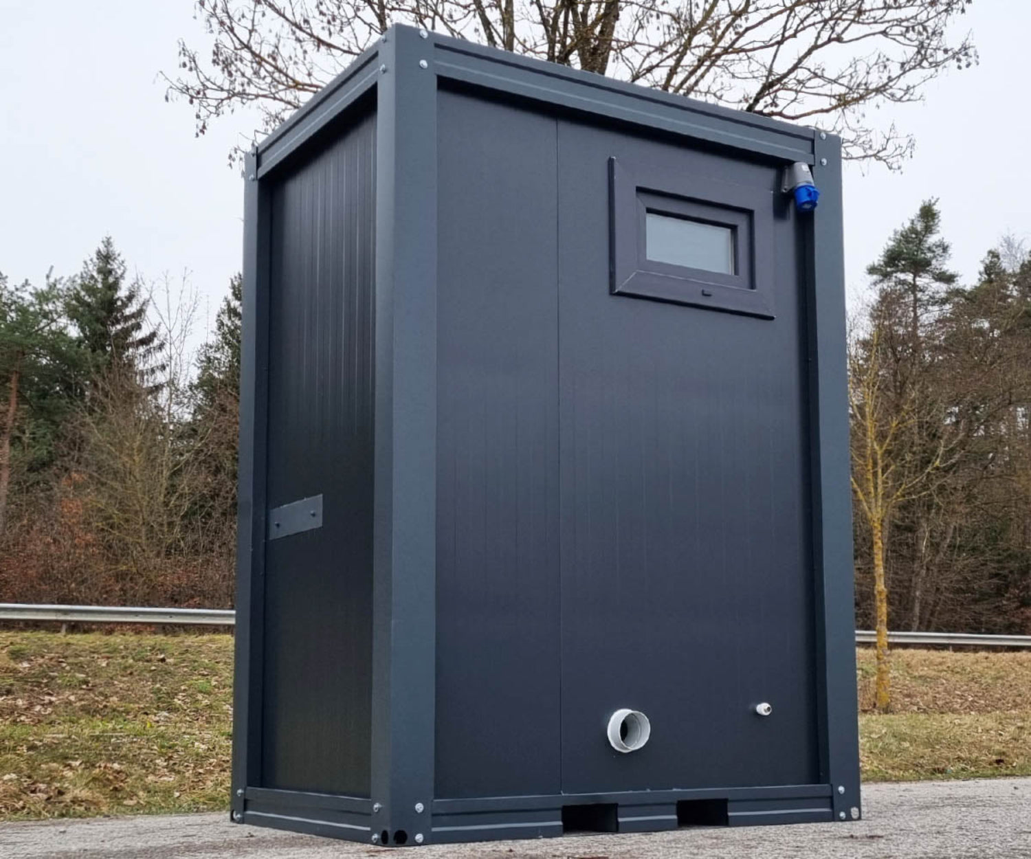 Sanitärcontainer - WC mit Waschbecken und Pissoir Anthrazit