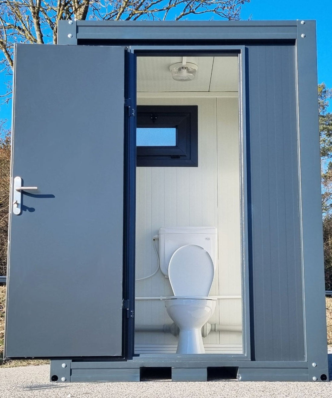 Sanitärcontainer - WC mit Waschbecken und Pissoir Anthrazit