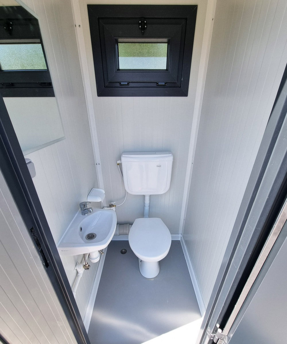 WC Sanitärcontainer mit Doppelkabine - für Mann und Frau - Anthrazit