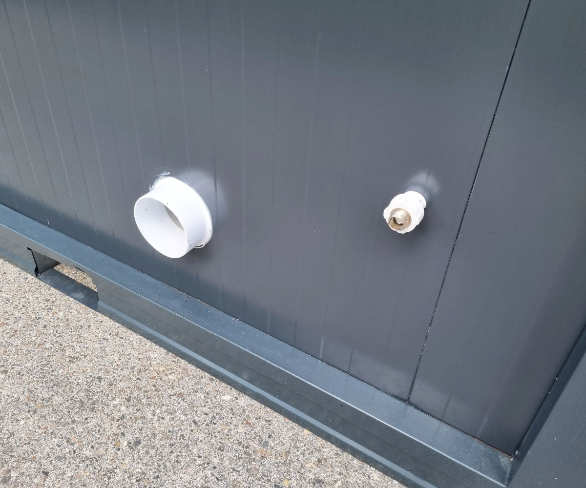 WC Sanitärcontainer mit Doppelkabine - für Mann und Frau - Anthrazit